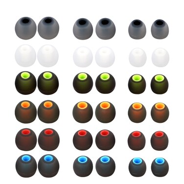 MQIMY Silicone Replacement Earbud Tips Earbud Covers Eartips Fit Most in-Ear Earbuds(Inner Hole 3.8mm -5.1mm) Headphone Ear Tips Earbud Rubber Tips 18 Pairs S M L