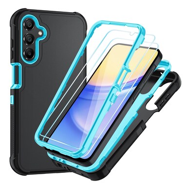 Galaxy A14 5G Phone Case with HD Screen Protector Heavy Duty [3 Layer] Hybrid Shock Proof Protective Rugged Bumper PC and TPU Cover Case for Samsung Galaxy A14 5G Phone (Black/Glacier)