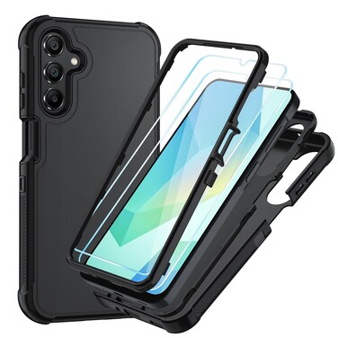 Suncasetor for Samsung Galaxy A16 5G Case : 3-Layer Shockproof Phone Cover with HD Screen Protector,Hybrid Protective Military-Grade Drop Protection for Galaxy A16 5G Phone Case (Black/Black)