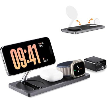 3-in-1 Charging Station for Apple Devices: Used for iPhone and Watch Charging Station with Magsafe Charger Stand, Wireless Charger for iPhone15/14/13/12, Apple Watch 1-9/Ultra, AirPods 3 Pro