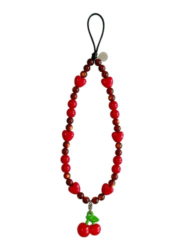 Drawwind Phone Charm Strap Universal Cell Phone Lanyard Wrist Strap Beaded Phone Chain String Handmade Phone Case Accessories for Women Girls (Sweet Cherries)