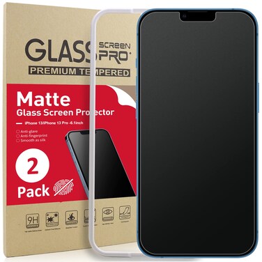 Ambison [2 Pack] Matte Glass Screen Protector Designed for iPhone 14 2022/iPhone 13/13 Pro, Install Frame/Bubble Free/Anti-Glare, 9H Tempered Glass Clear for iPhone 13/13 Pro 2021 6.1inch