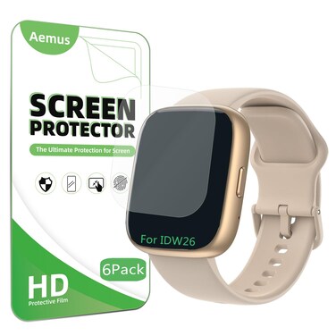 Aemus Screen Protector For IDW26 Smart Watch 1.83" (6 Pack) Clear TPU Soft Film, Compatible for KEEPONFIT, Hikwel, TOOBUR IDW26 Smartwatch Screen Protector