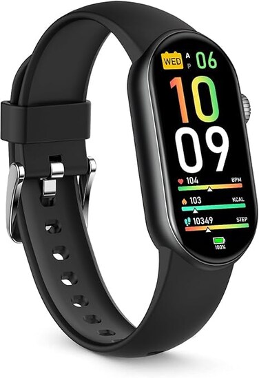 FITVII Ole Fitness Tracker, 1.6'' AMOLED Fitness Watch with 24/7 Heart Rate and Blood Pressure Monitor, Blood Oxygen Sleep Tracking Step Calories Counter IP68 Waterproof Activity Tracker for Women Men