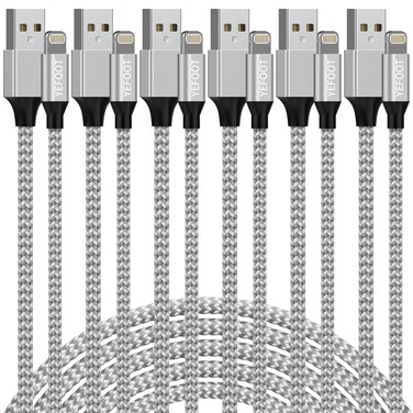 [Apple MFi Certified] 6Pack[3/3/6/6/6/10ft] iPhone Charger Lightning Cable Compatible iPhone 14ProMax/14Pro/14/14Plus/13Pro/13/12Pro/12/11 and More-Silver&amp;White