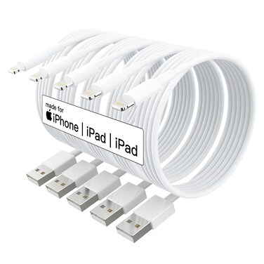 [ MFi Certified ] 5Pack 10ft iPhone Charger Cable, Long Lightning Cable 10 Foot, High Fast 10 Feet iPhone Charging Cable Cord Connector for iPhone 12 Mini 12 Pro Max 11 Pro MAX XS Xr X 6 AirPods