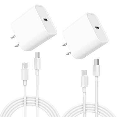 iPhone Charger, 2 Pack 20W USB C Fast Wall Charger Block with 2 Pack 6 FT USB-C to C Cable for iPhone 16 15/15 Plus/15 Pro/15 Pro Max/iPad Pro/Air/Mini, Galaxy, AirPods Pro