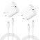 iPhone Charger, 2 Pack 20W USB C Fast Wall Charger Block with 2 Pack 6 FT USB-C to C Cable for iPhone 16 15/15 Plus/15 Pro/15 Pro Max/iPad Pro/Air/Mini, Galaxy, AirPods Pro