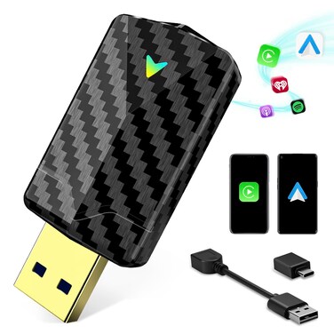 Mini Wireless Carplay Adapter with Fast Stable 5Ghz WiFi Bluetooth Connection, Wired to Wireless Carplay Adapter for Apple, Compatible with iPhone 6 or above/iOS10+ &amp; Cars from 2016