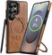 VAUSERDY Magnetic for Samsung Galaxy S25 Ultra Leather Case,Invisible Stand [Compatible with Magsafe] Slim Kickstand Phone Cove for Samsung S25 Ultra Case (Brown, S25 Ultra)