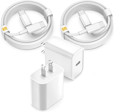 2Pack USB C Fast Charger for iPad Pro 13(M4)/iPad Pro 12.9/11 in 2024/22/21/20/18,iPad Air 6th(M2)/5th/4 10.9",iPad 10/Mini 6,iPad Charger Fast Charging Wall Charger Block with 6FT USB C to C Cable