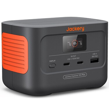 Jackery Explorer 100 Plus Power Station, 99Wh LiFePO4 Battery Power Bank, 3-Port 128W Portable Charger, PD 3.0 Fast Charge, Compatible with MacBook Pro/Air, iPhone 15/14 Series (Solar Panel Optional)