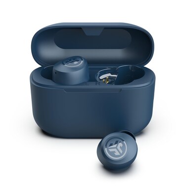 JLab Go Air Pop True Wireless Bluetooth Earbuds &amp; Charging Case - Navy Blue, Dual Connect, IPX4 Sweat Resistance, Bluetooth 5 Connection, 3 EQ Sound Settings Signature, Balanced, Bass Boost