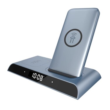 Halo Wireless Charging Dock - Convenient Wireless Dock with Removable Power Bank for Wireless Devices, USB Devices - Sky Blue