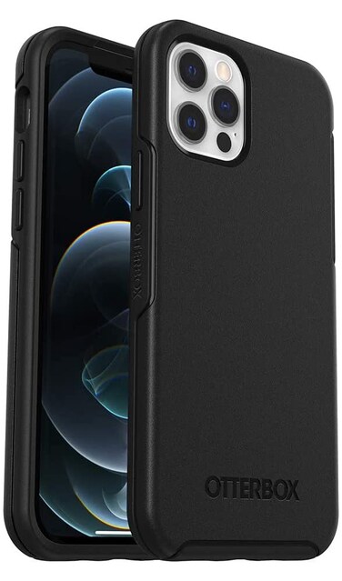 OtterBox iPhone 12 &amp; iPhone 12 Pro Symmetry Series Case - Black, Ultra-Sleek, Wireless Charging Compatible, Raised Edges Protect Camera &amp; Screen