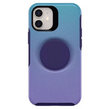 OtterBox + POP Symmetry Series iPhone 12 Mini Case - Making Waves Purple and Blue Sparkles Graphic Design, Apple Phonecase, Attached Popsocket, Raised Screen Bumper, Wireless Charging Compatible