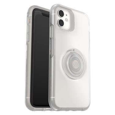 OtterBox iPhone XR and iPhone 11 Otter + Pop Symmetry Series Clear Case - Clear, Integrated PopSockets PopGrip, Slim, Pocket-Friendly, Raised Edges Protect Camera &amp; Screen
