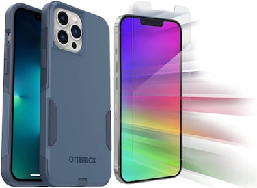 OtterBox Commuter Series Case for iPhone 13 Pro Max (Only) - with Zagg Glass Elite Clear Screen Protector - Non-Retail Packaging - Rock Skip Way