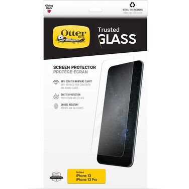 OtterBox TRUSTED GLASS Screen Protector for iPhone 13 AND iPhone 13 Pro - CLEAR (GEN 2) (Single unit ships in Polybag, Ideal for Business Customer)