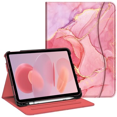 Fintie Case for iPad 10th Generation 10.9 Inch (2022 Model), Multi-Angle Viewing Protective Stand Cover with Pencil Holder &amp; Pocket, Auto Sleep/Wake, Marble Pink
