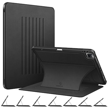 CaseBot Magnetic Case for iPad Pro 12.9-inch 6th Generation 2022, Multiple Angle Shockproof Rugged Stand Case, Soft TPU Back Cover w/Pencil Holder, Also Fit iPad Pro 12.9" 5th/4th/3rd Gen, Black