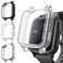Fintie 3 Packs Screen Protector Case Compatible with Garmin Venu Sq 2 / Sq 2 Music, Soft TPU Plated Bumper Full Cover Protective Cases Scratch-Proof, Black/Clear/Silver