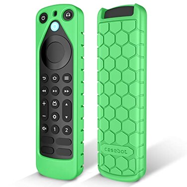 CaseBot Case for Alexa Voice Remote Pro (2022 Release) - Honey Comb Lightweight Anti-Slip Shockproof Silicone Protective Remote Controller Cover, Green-Glow