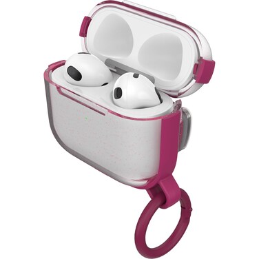 OtterBox - AirPods Case, 3rd Generation - Clear Protective Case with Carabiners, Wireless Charging Compatible (Sparkleberry)
