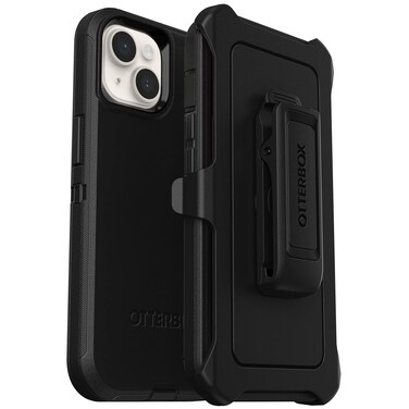 OtterBox iPhone 14 Plus Defender Series Case - Black, Rugged &amp; Durable, with Port Protection, Includes Holster Clip Kickstand
