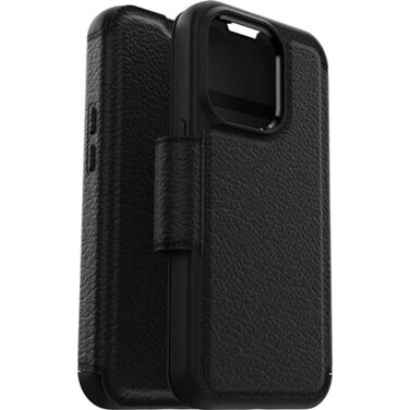 OtterBox Strada Case iPhone 2022 Large Pro Case, Shockproof, Drop Proof, Premium Leather Protective Folio with Two Card Holders, 3X Tested to Military Standard, Black