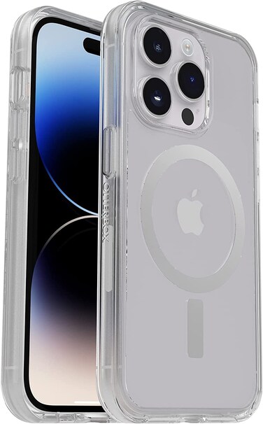 OtterBox iPhone 14 Pro (ONLY) Symmetry Series+ Case - Clear, Ultra-Sleek, Snaps to MagSafe, Raised Edges Protect Camera &amp; Screen