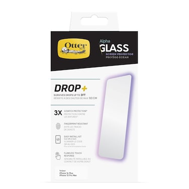 OtterBox ALPHA GLASS SERIES ANTIMICROBIAL Screen Protector for iPhone 14 Plus, Flawless Touch Response, Fingerprint Resistant, Precision Fit, Vibrant Clarity