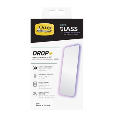 OtterBox ALPHA GLASS SERIES ANTIMICROBIAL Screen Protector for iPhone 14 Pro Max (ONLY), Flawless Touch Response, Fingerprint Resistant, Precision Fit, Vibrant Clarity