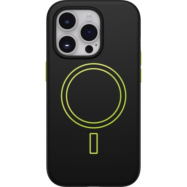 OtterBox iPhone 14 Pro Colorful Grip Case - Electric Vibes (Black/Lime Green), Snaps to MagSafe, Ultra-Sleek, Raised Edges Protect Camera &amp; Screen