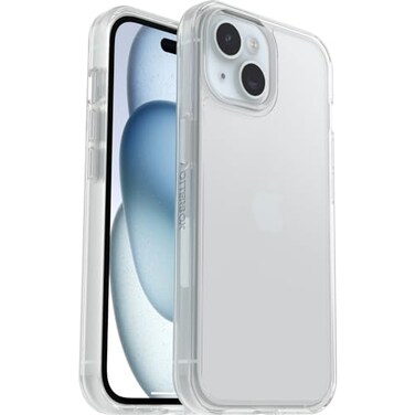 OtterBox iPhone 15, iPhone 14, and iPhone 13 Symmetry Clear Series Case - CLEAR, ultra-sleek, wireless charging compatible, raised edges protect camera &amp; screen (ships in polybag)