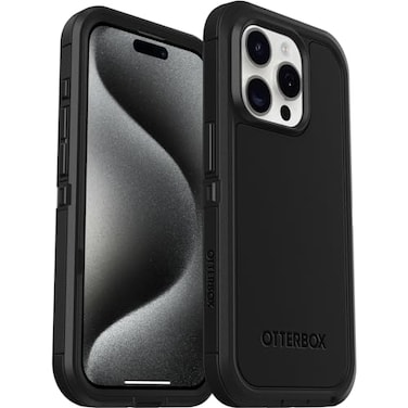 OtterBox iPhone 15 Pro (Only) Defender Series XT Case - Black, Screenless, Rugged, Snaps to MagSafe, Lanyard Attachment (Ships in Polybag, Ideal for Business Customers)