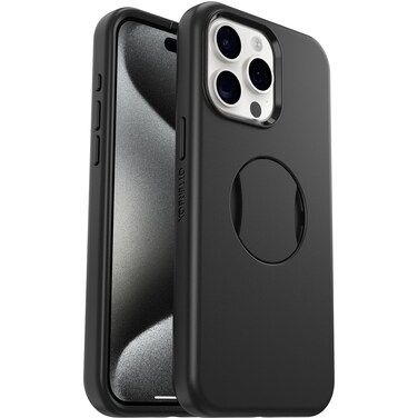 OtterBox OtterGrip Symmetry Case for iPhone 15 Pro Max for MagSafe, Drop Proof, Protective Case with Built-in Grip, 3X Tested to Military Standard, Black