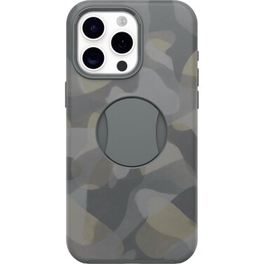 OtterBox iPhone 15 Pro MAX (Only) OtterGrip Symmetry Series Case - Iron CAMO (Grey), Built-in Grip, Sleek case, Snaps to MagSafe, Raised Edges Protect Camera &amp; Screen
