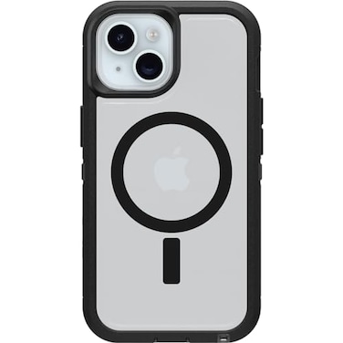 OtterBox iPhone 15, iPhone 14, and iPhone 13 Defender Series XT Clear Case - Dark Side (Black/Clear), screenless, Rugged, Snaps to MagSafe, Lanyard Attachment