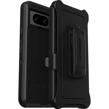 OtterBox Google Pixel 8 Defender Series Case - BLACK, rugged &amp; durable, with port protection, includes holster clip kickstand (Single unit ships in polybag, ideal for business customers)