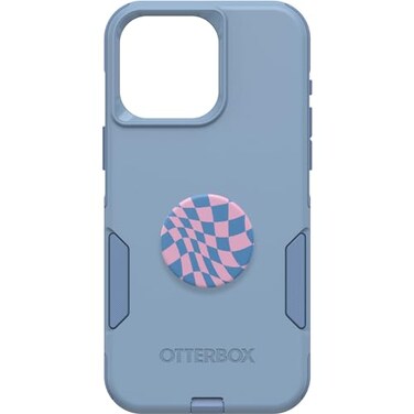 OtterBox Bundle iPhone 15 Pro MAX (Only) Commuter Series Case - (Run Wildflower) + PopSockets PopGrip - (Plum Stripe), Slim &amp; Tough, Pocket-Friendly, with Port Protection, PopGrip Included