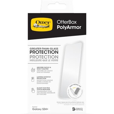 OtterBox Samsung Galaxy S24+ Screen Protector Polyarmor - CLEAR, presicion fit, crystal clarity, flawless touch response, easy installation
