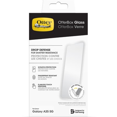 OtterBox Samsung Galaxy A35 Glass Screen Protector, Flawless Touch Response, Fingerprint Resistant, Easy Installation