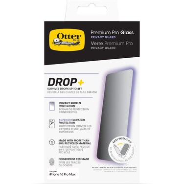 OtterBox iPhone 16 Pro Max Premium Pro Glass Privacy Guard (ships in polybag, ideal for business customers)