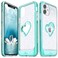 VENA vLove Glitter Clear Case Compatible with Apple iPhone 11 (6.1"-inch 2019), Heart Shape (CornerGuard Protection) Dual Layer Slim Hybrid Clear Bumper Case Cover - Teal