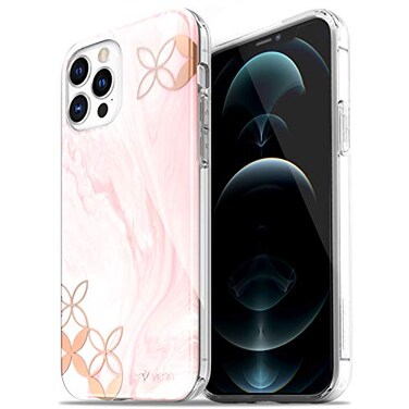 VENA Melange Marble Case Compatible with Apple iPhone 12/12 Pro (6.1"-inch), (Drop Proof Protection) Stylish Bumper Case Cover - Pink