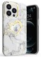 VENA vLove Marble Case Designed for Apple iPhone 13 Pro (6.1"-inch) (Compatible with Magsafe) Heart Shape Design Dual Layer Slim Hybrid Clear Bumper Case Cover - White/Gold Accent