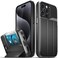 VENA vCommute for iPhone 15 Pro Max Wallet Case, [Military Grade Drop Protection] Flip Leather Cover Card Slot Holder with Kickstand - Black