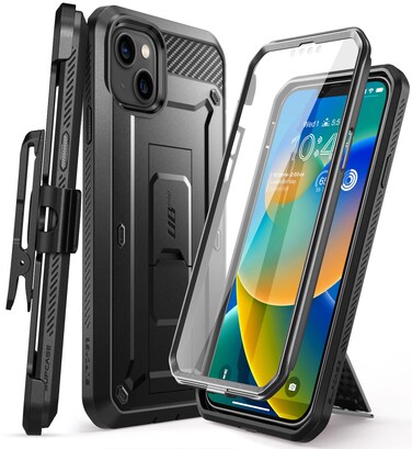 SUPCASE Unicorn Beetle Pro Case for iPhone 14 / iPhone 13 6.1", Built-in Screen Protector &amp; Kickstand &amp; Belt-Clip Heavy Duty Rugged Case (Black)
