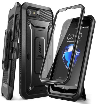 SUPCASE for iPhone SE 3rd Generation / iPhone SE 2nd Generation / iPhone 7/ iPhone 8 Case (Unicorn Beetle Pro), with Screen Protector &amp; Stand &amp; Holster Rugged Phone Case for Apple iPhone SE, Black